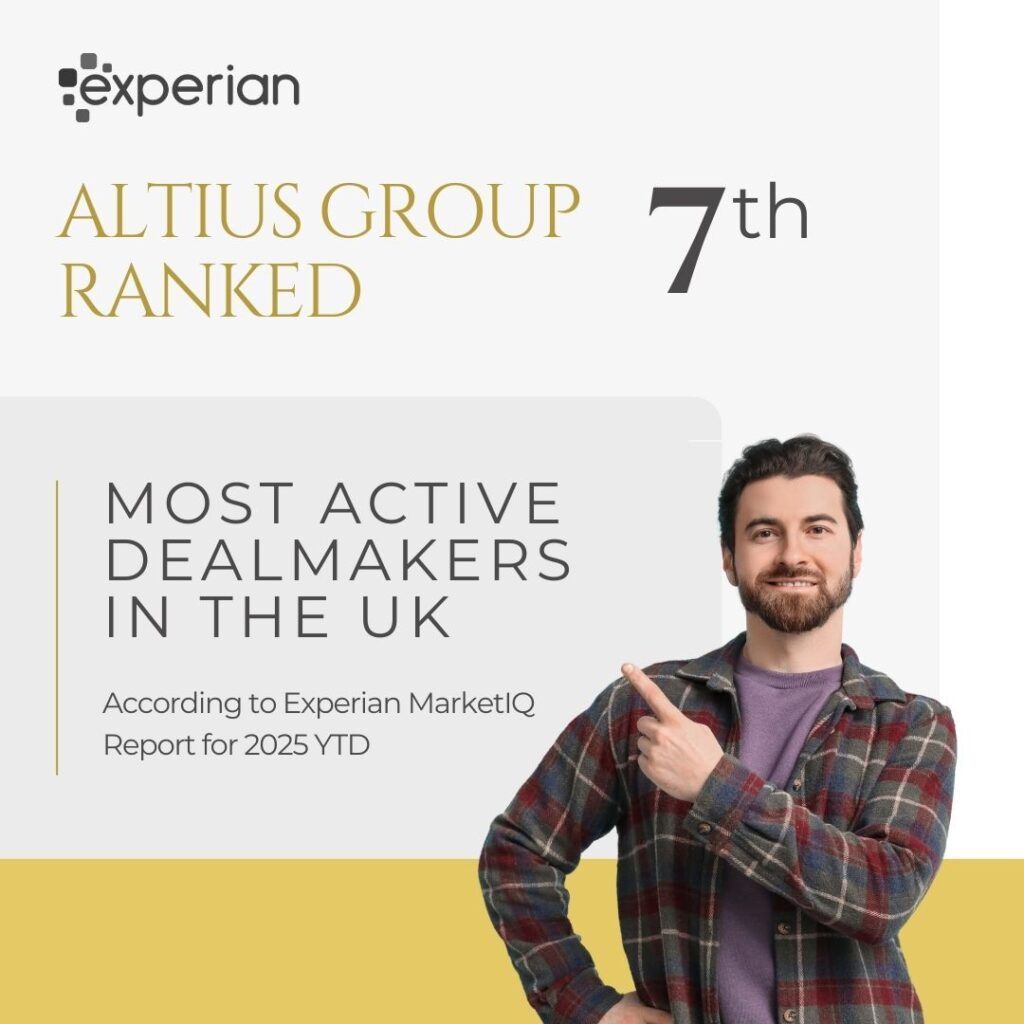 Altius Group Ranked in Top 10 Most Active M&A Advisers of 2025 Banner